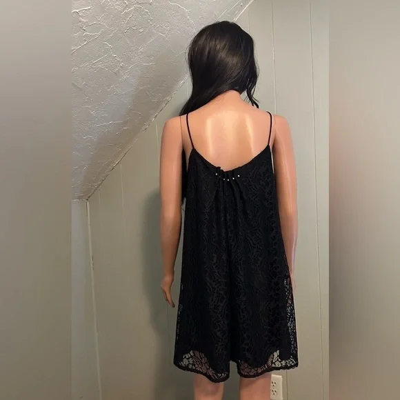 ZARA Black Lace Tank Mini Dress Size Small - Picture 9 of 10